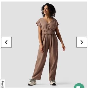 NWT Backcountry sleeveless cotton gauze jumpsuit in fossil color